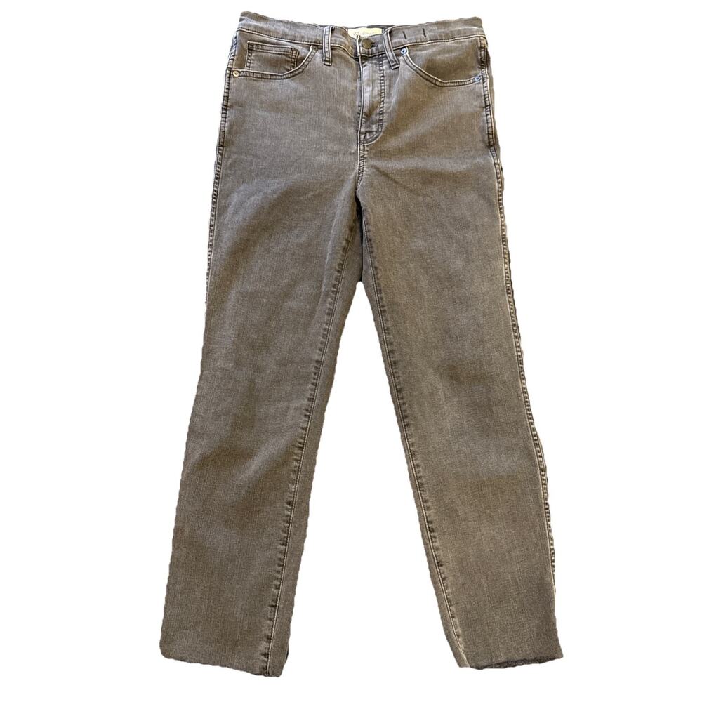 Madewell Gray Faded Black Stovepipe Straight Leg Raw Hem Jeans, Size 29
